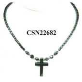 Hematite Cross Pendant Beads Stone Chain Choker Fashion Women Necklace